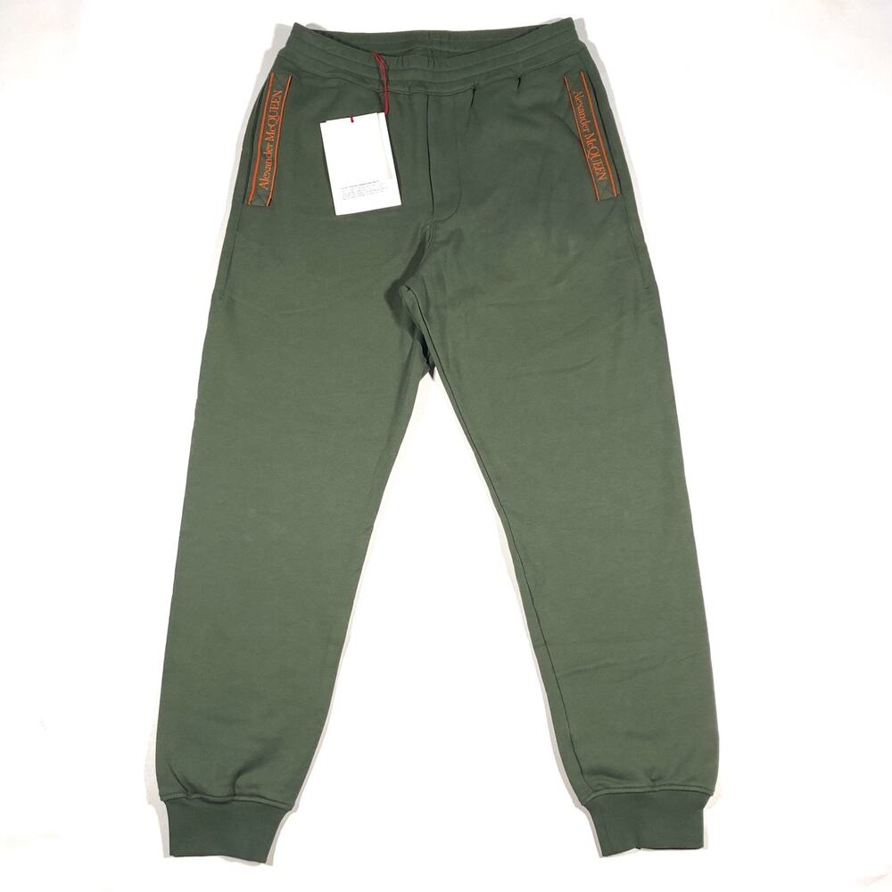 Brand New Alexander McQueen slim-fit cotton track pants Green Size Small S B6